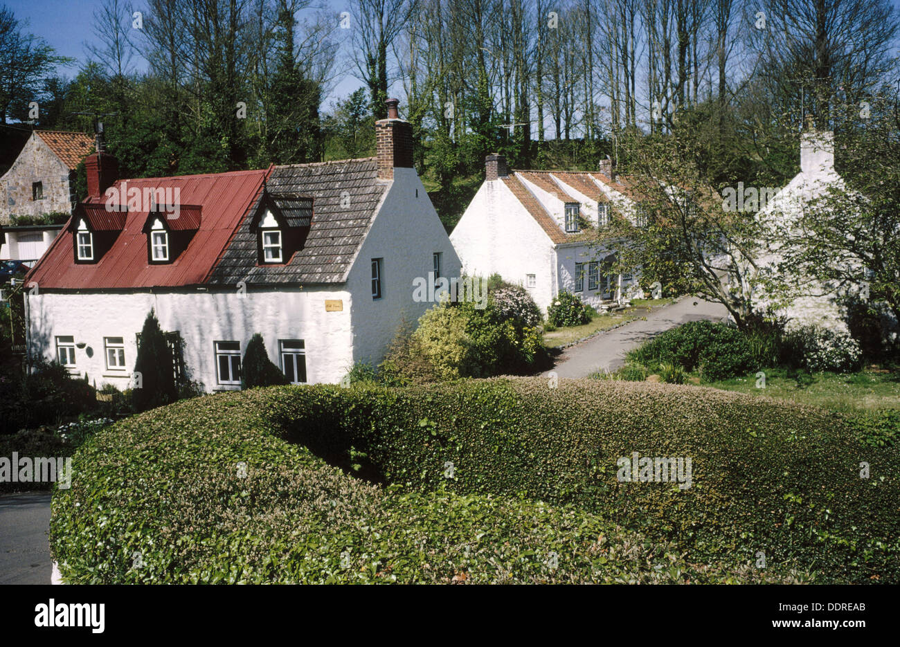 Cottages Guernsey Island Channel Islands England Uk Stock