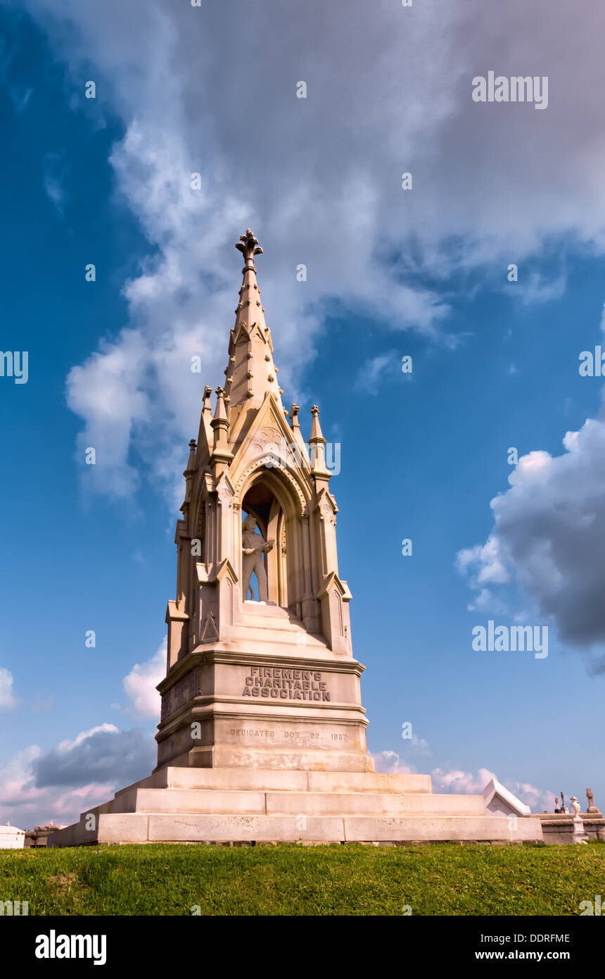 Fireman's Charitable Association Memoriam in Greenwood Cemetery New Orleans LA Stock Photo