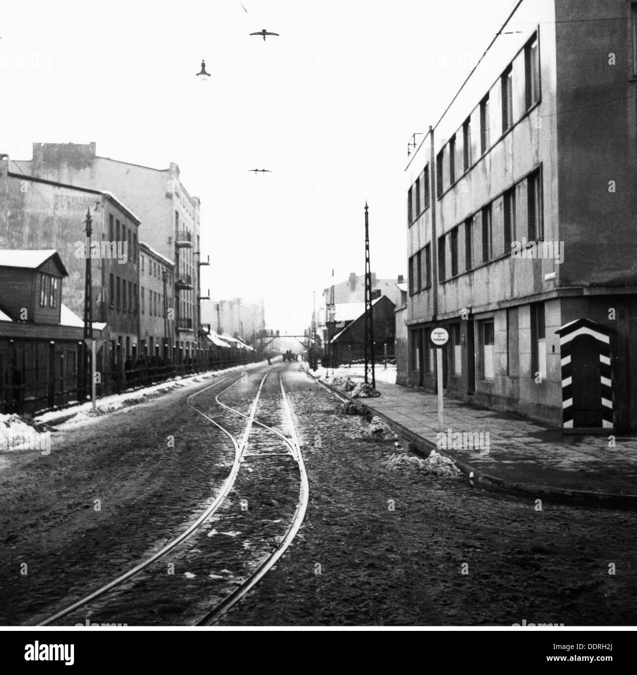 Nazism / National Socialism, crimes, persecution of the Jews, Litzmannstadt Ghetto (Lodz), rails of the tram, 1940, Additional-Rights-Clearences-Not Available Stock Photo