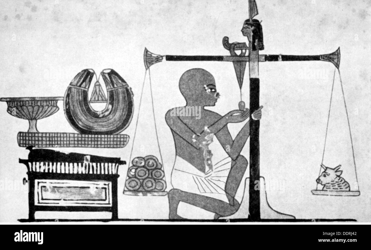 metal,gold,goldsmith weighing bars,mural painting,grave of Nebamon and of Ipuky,Thebes,Egypt,circa 1550 - 1300 BC,14th century,ancient world,ancient times,18th Dynasty,fine arts,art,art of painting,fresco,frescos,frescoing,half length,kneel,kneeling,scale,scales,weight,weights,bull's head,jewellery,jewelry,Maat,deity,divinity,deities,goddess,goddesses,occupation,occupations,metal,metals,goldsmith,goldsmiths,weighing,weigh,mural painting,wall painting,murals,mural paintings,wall paintings,wallpainting,wallpaintings,Additional-Rights-Clearences-Not Available Stock Photo