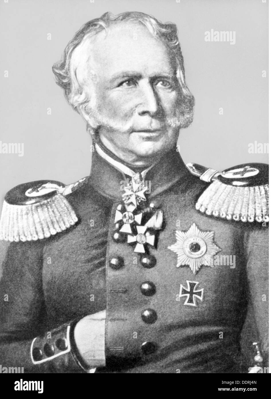 Boyen, Hermann von, 27.7.1771 - 15.2.1848, Prussian general, Minister of War 1814 - 1819 and 1841 - 1847, half length, after painting, 19th century, Stock Photo