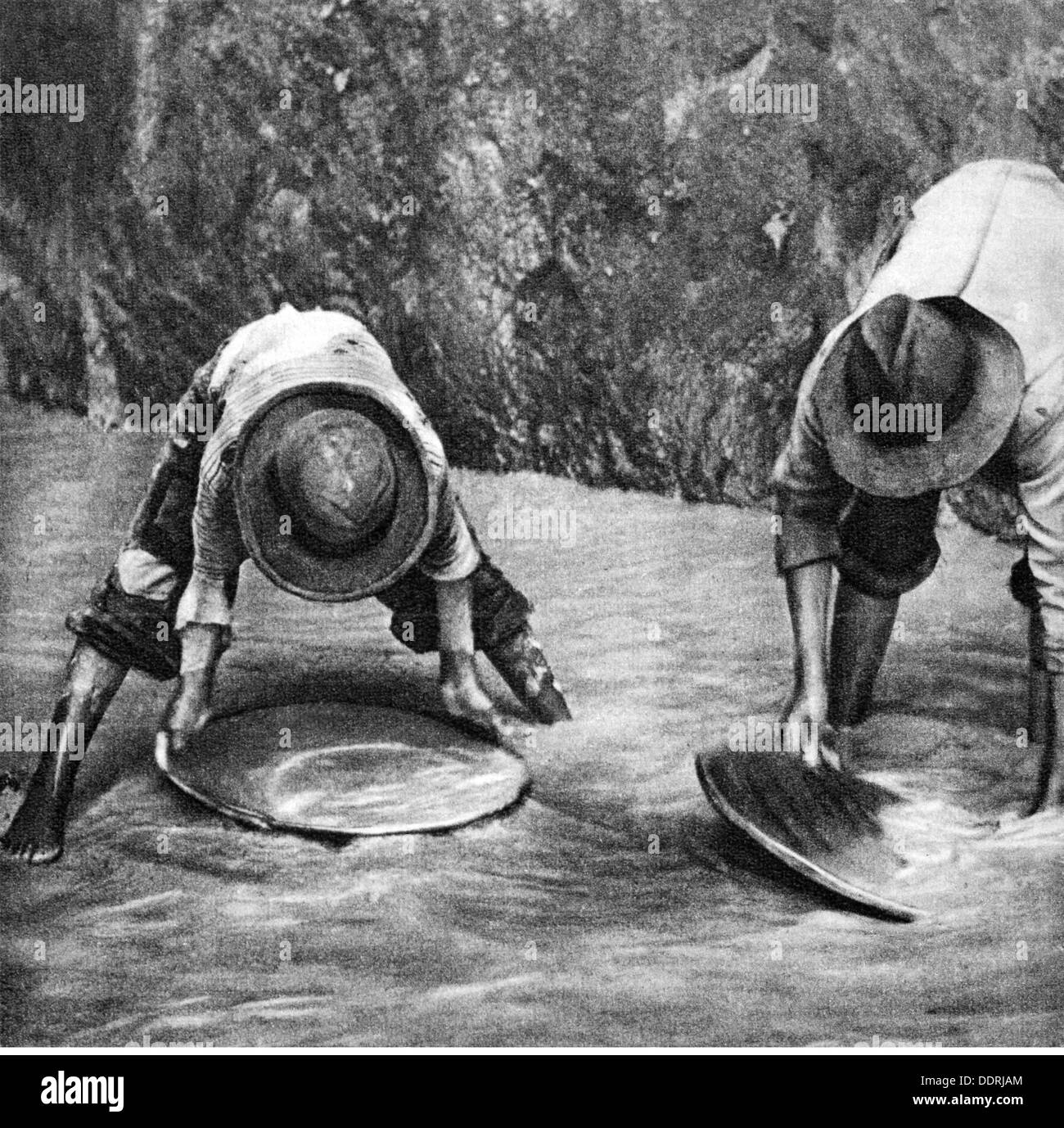 metal, gold, gold seekers panning gold, America, 2nd half 19th Stock