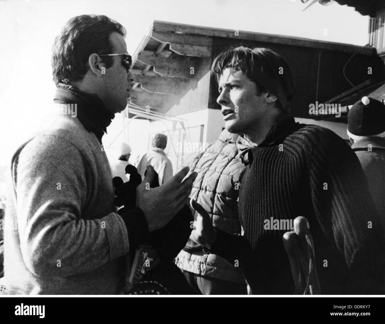 Delon, Alain, * 8.11.1935, French actor, half length, Megeve, January 1963, Stock Photo