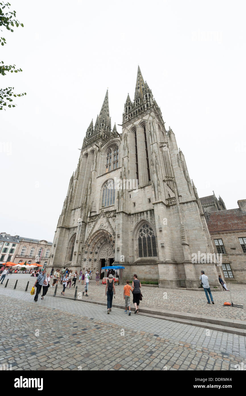 Cathedral of Saint-Corentin Quimper Brittany France Stock Photo