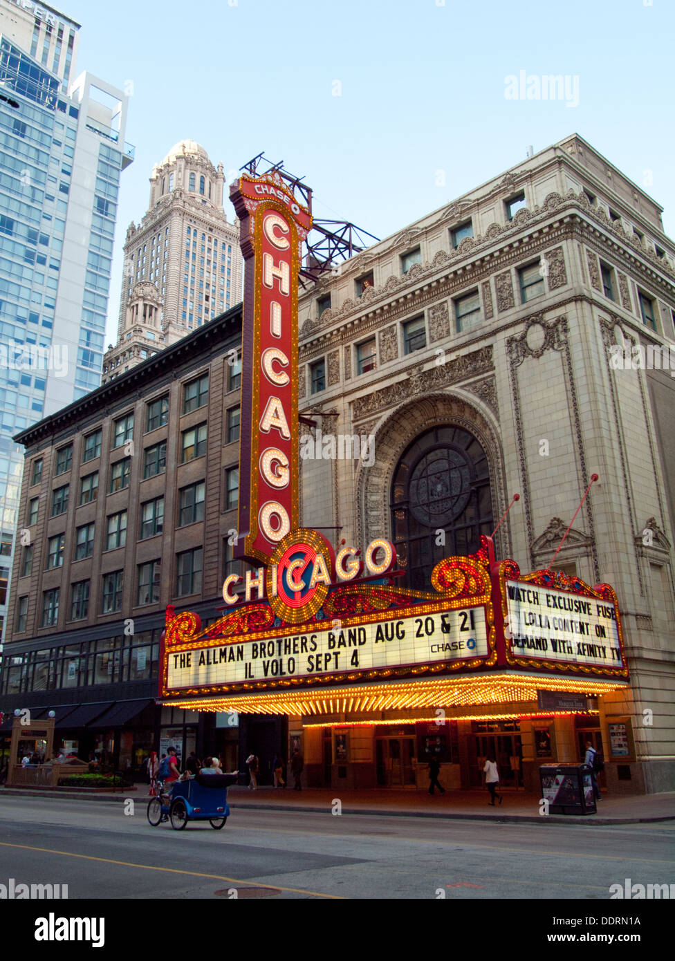 The distinctive, iconic Chicago Theatre in Chicago, Illinois. Stock Photo