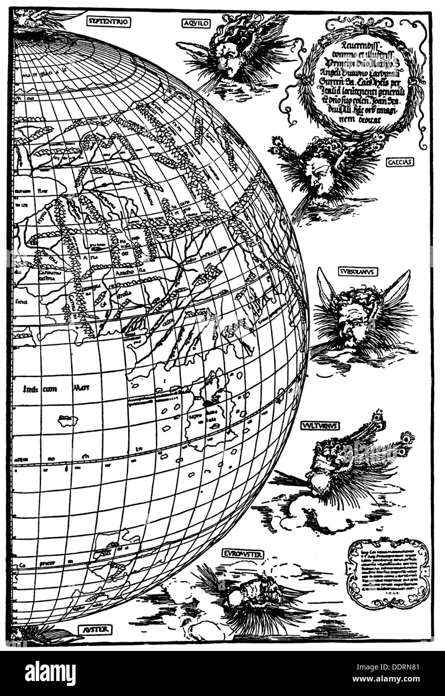 cartography, world maps, world map of Johannes Stabius, woodcut of Albrecht Duerer, 1515, Artist's Copyright has not to be cleared Stock Photo