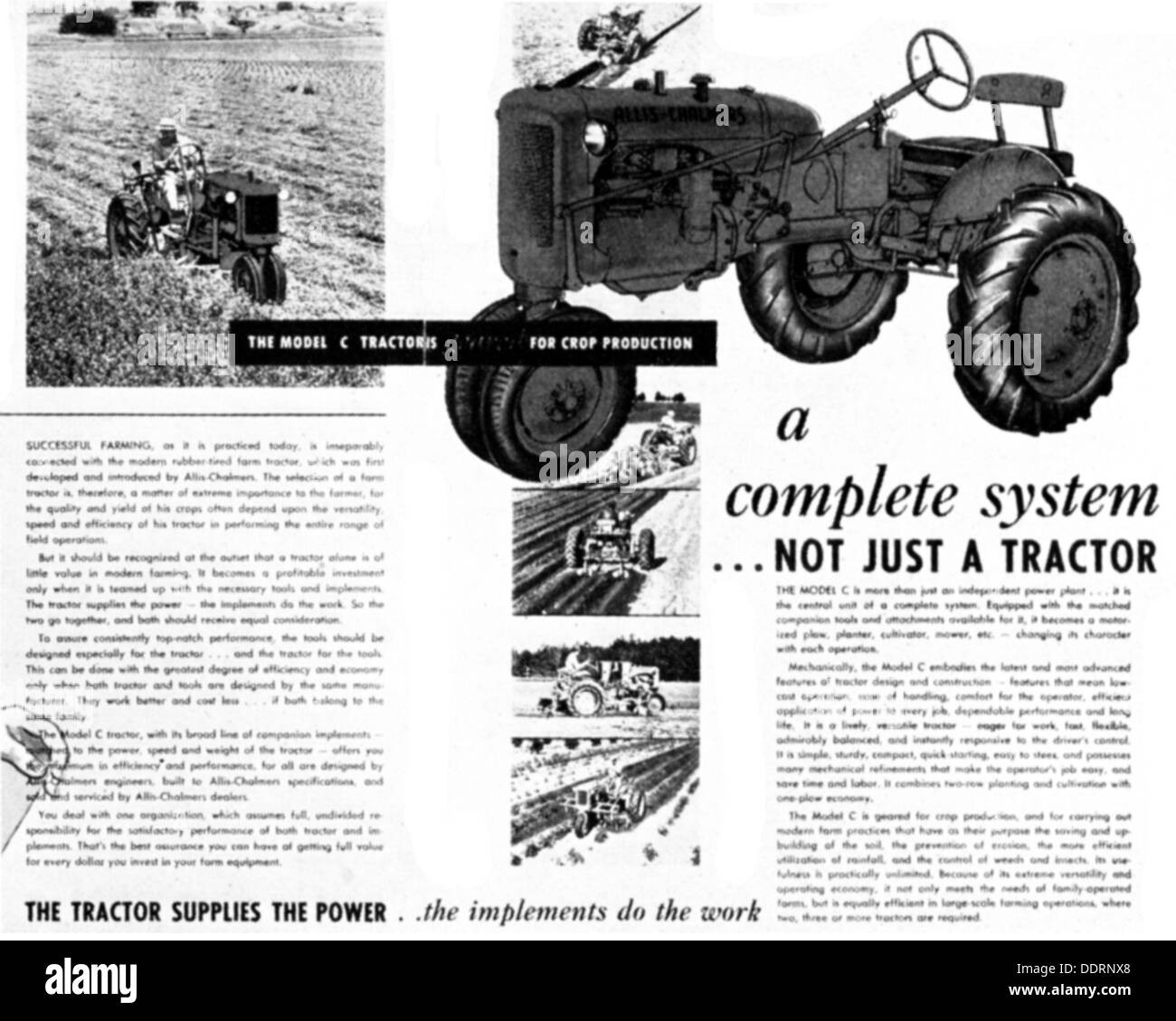 advertising, machines / metals / engines, advertisement for tractors model C by Allis-Chalmers, USA, 1950s, Additional-Rights-Clearences-Not Available Stock Photo