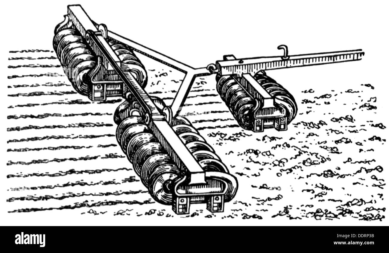 agriculture, tools, ring roller, wood engraving, early 20th century, 20th  century, graphic, graphics, agricultural work, farm labour, farm labor,  tillage, tilth, arable farming, cultivation, roller, rollers, rolling,  roll, agriculture, farming, tool ...