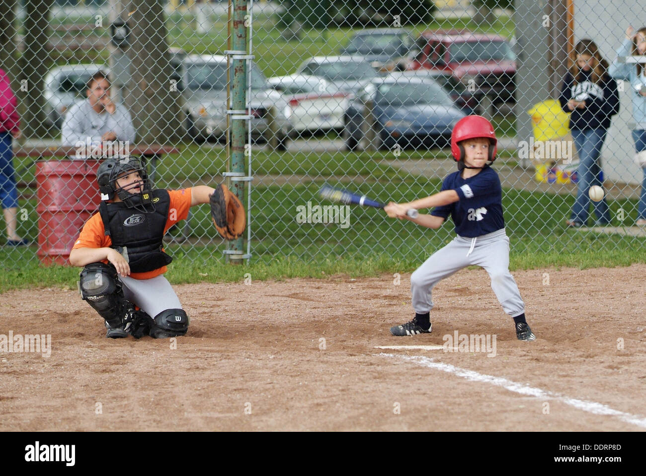 Softball little league action Stock Photo Alamy