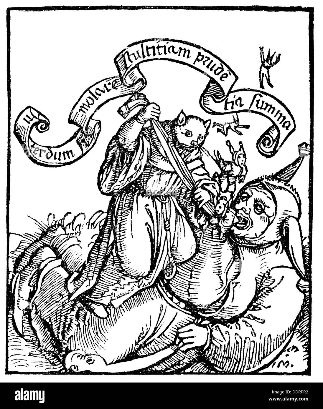 Murner, Thomas, 24.12.1475 - before 23.8.1537, German clergyman, humanist and author / writer, works, 'Von dem grossen lutherischen Narren' (About the Great Fool Luther), title, woodcut, Strasbourg, 1522, Stock Photo