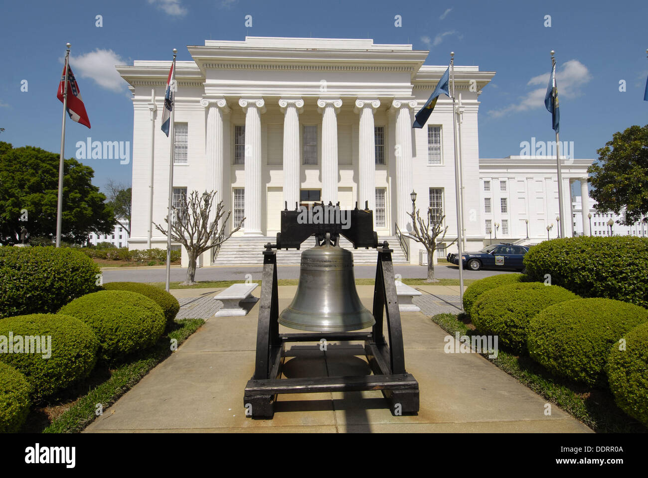 Replica of the Liberty Bell in front of the Historic State Capitol building, Montgomery. Alabama, USA Stock Photo