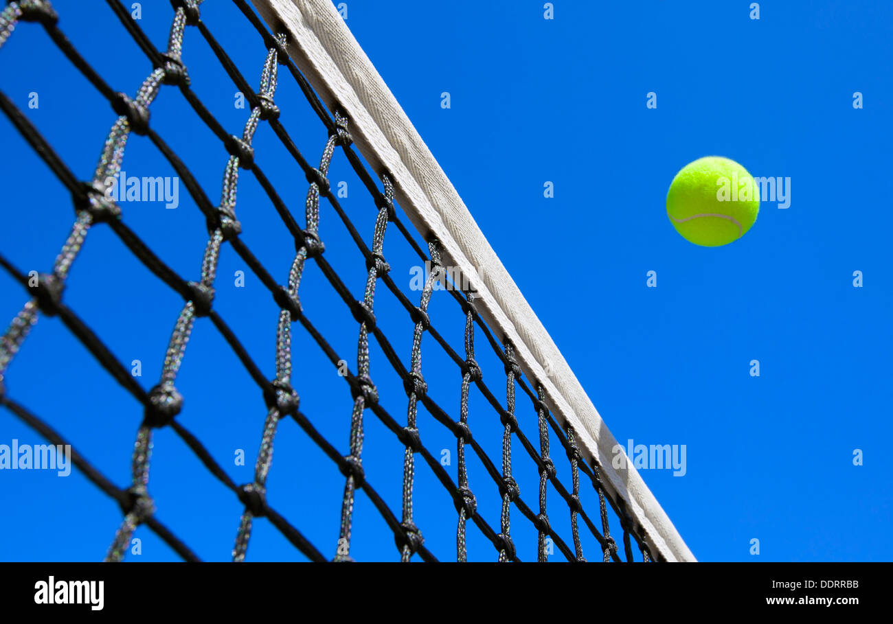 Tennis balls on Court Stock Photo Alamy