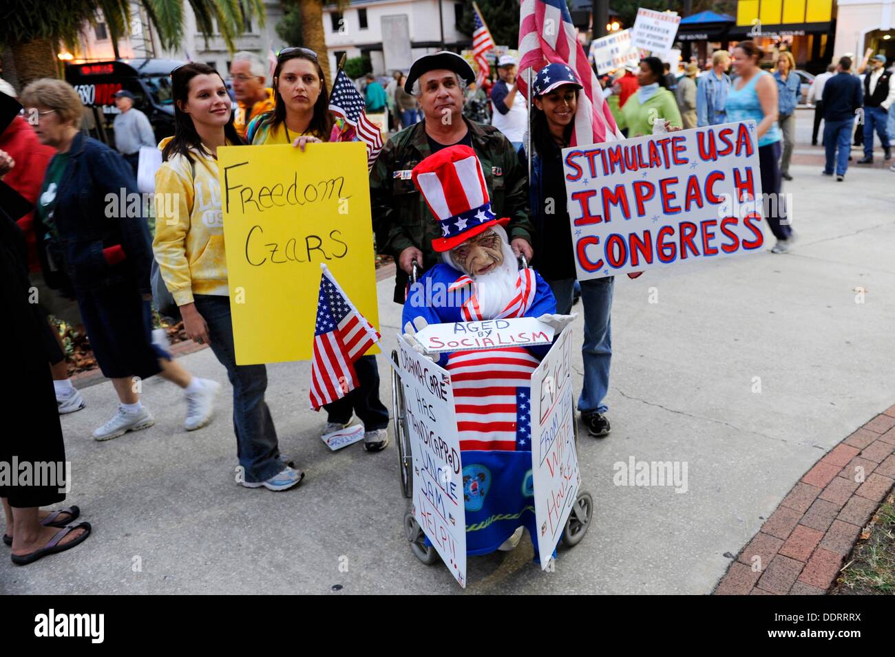 Orlando Florida T Tea Party protest of Government actions and policies Stock Photo