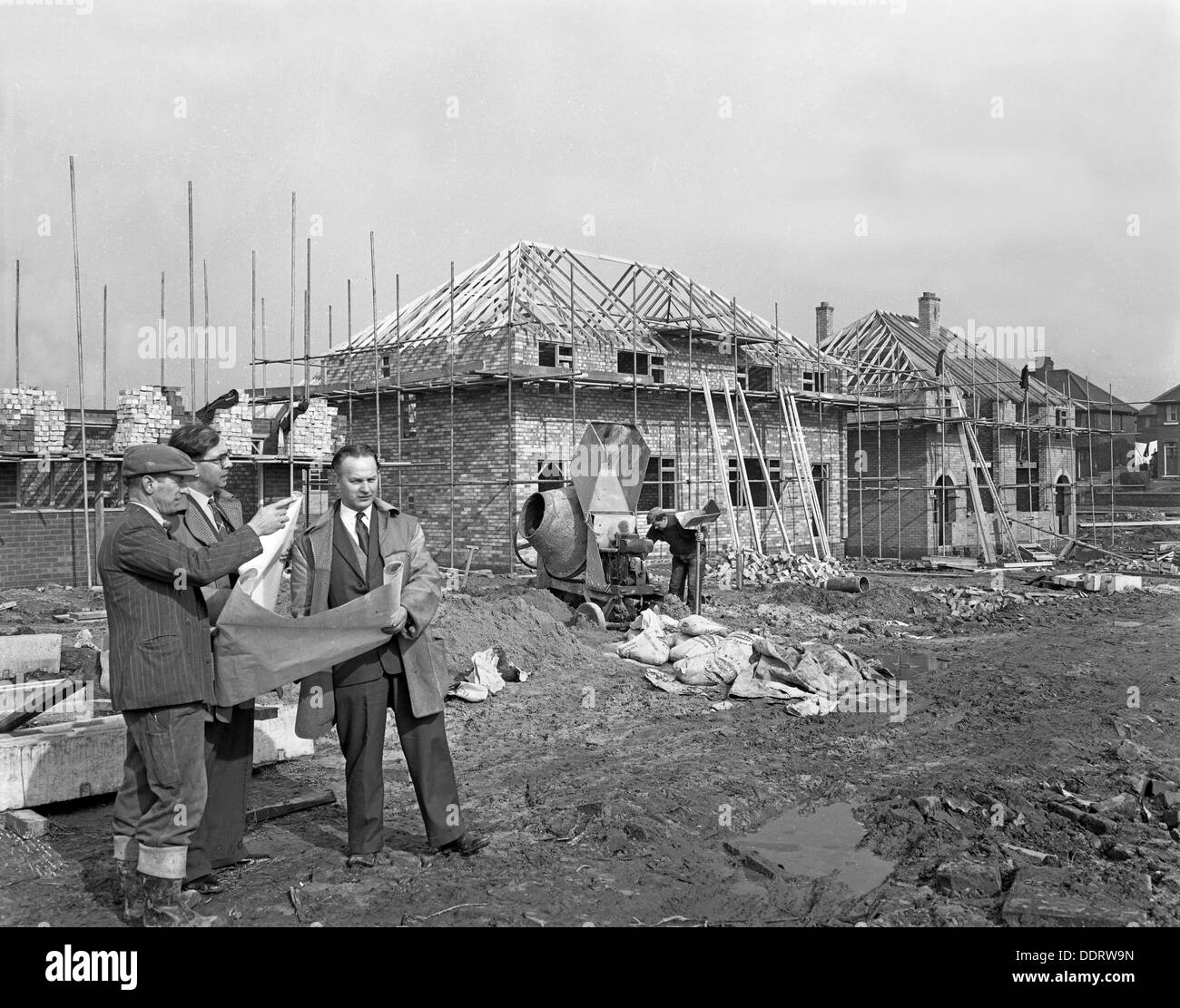 Residential house construction, South Yorkshire, early 1960s. Artist