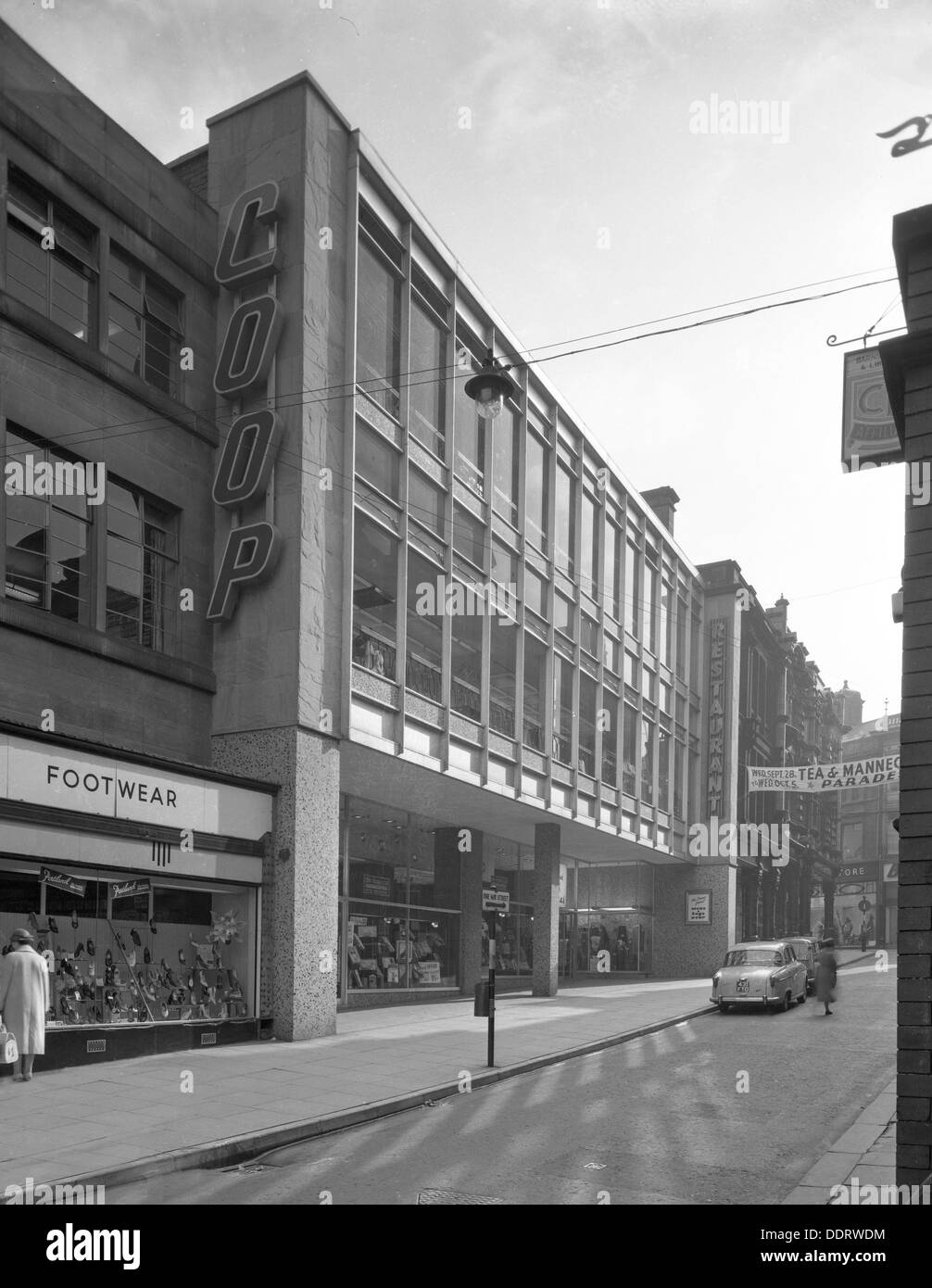 Exterior of the newly refurbished Coop in Barnsley, 1961. Artist