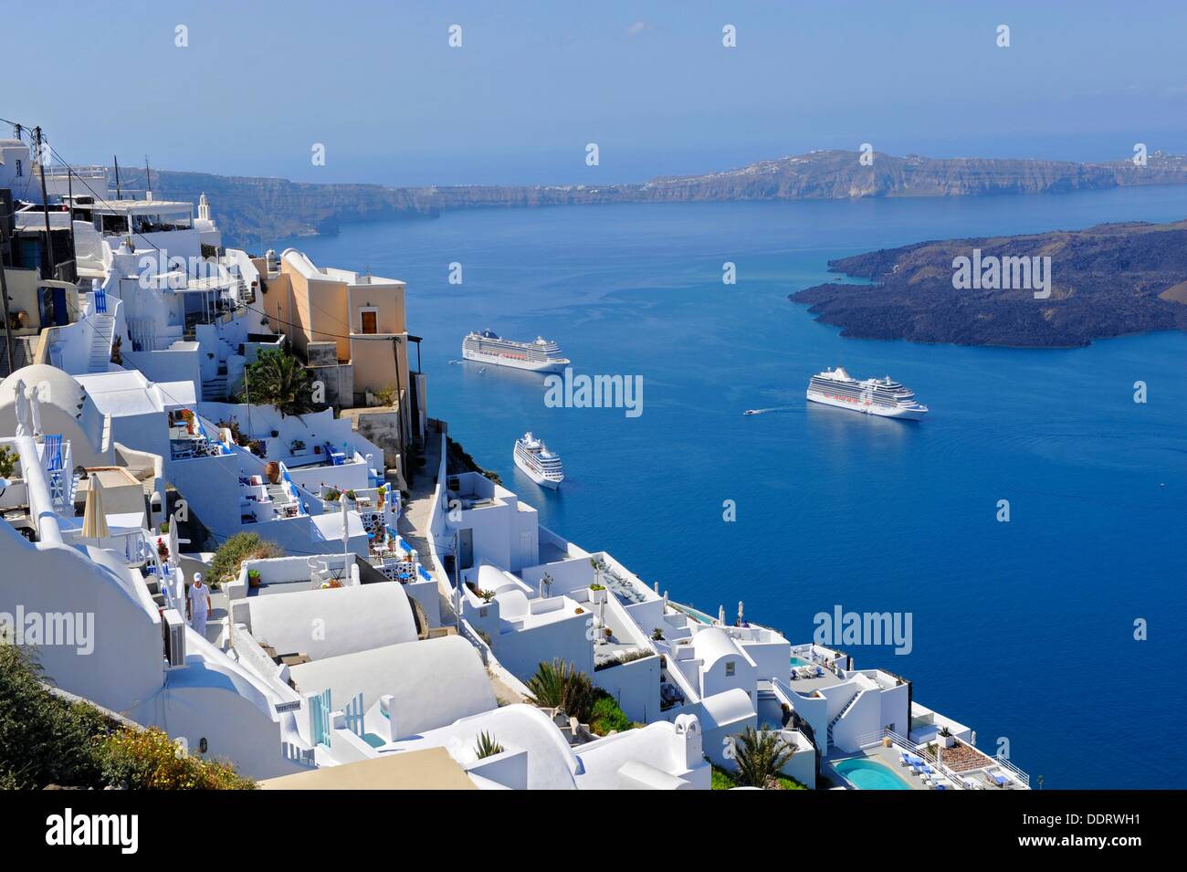 Cruise Ships Santorini Greece Island Mediterranean