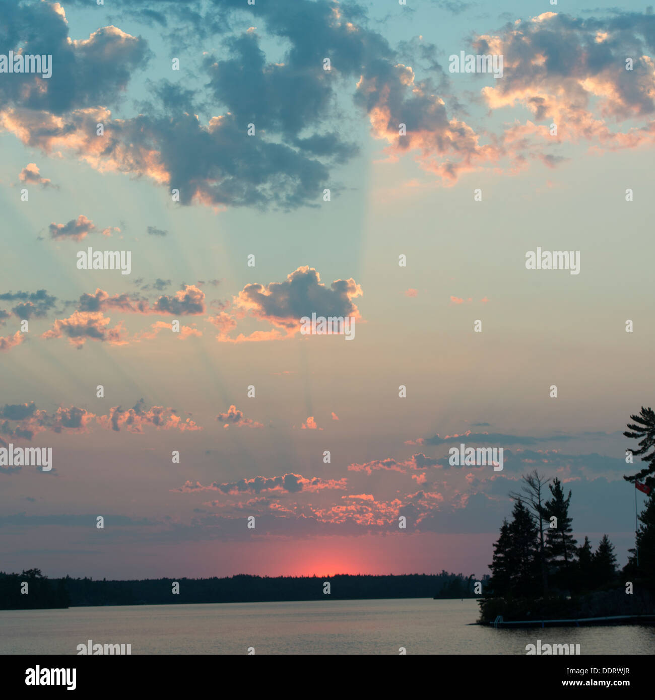 Sunrise over a lake, Lake of The Woods, Ontario, Canada Stock Photo Alamy