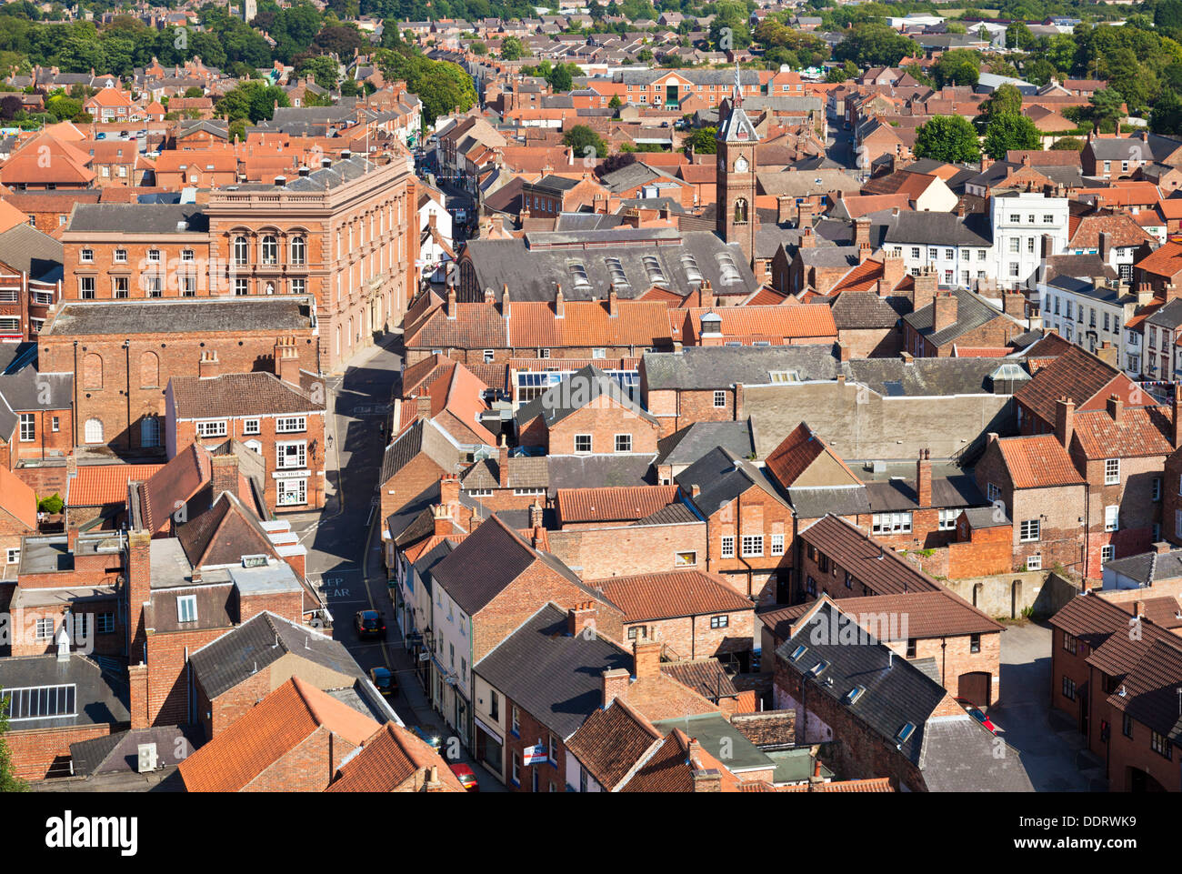 Aerial view of the houses and streets of the small town of Louth Lincolnshire England UK GB EU Europe Stock Photo