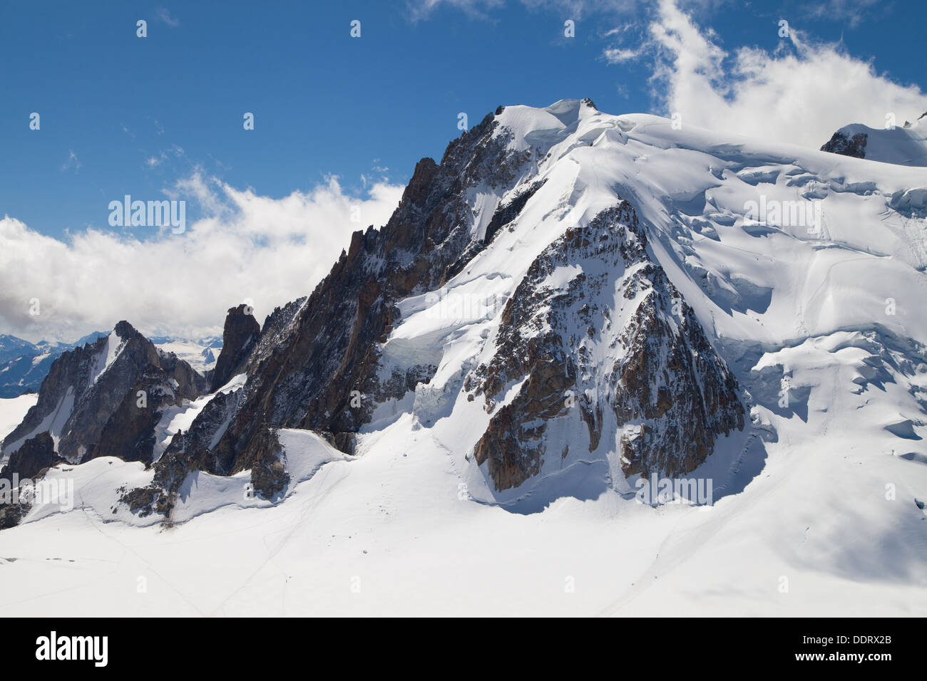 Mont Blanc du Tacul in the Mont Blanc massif of the French Alps. Stock Photo