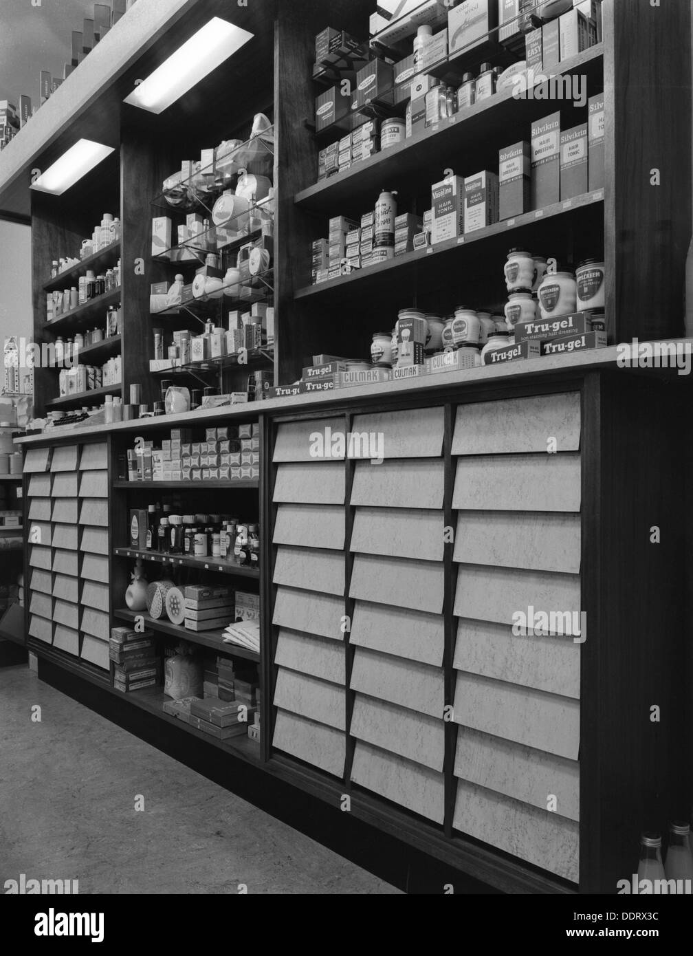 Chemist's shop interior, Armthorpe, near Doncaster, South Yorkshire