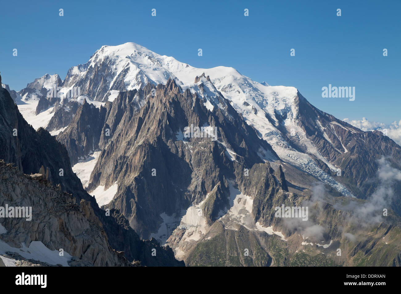 Mont Blanc massif from Grands Montets, Argentiere, France. Stock Photo