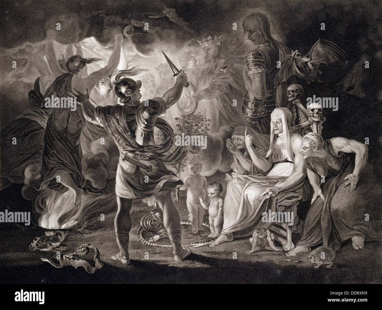 Macbeth, the Three Witches and Hecate, 1805. Artist John Boydell Stock