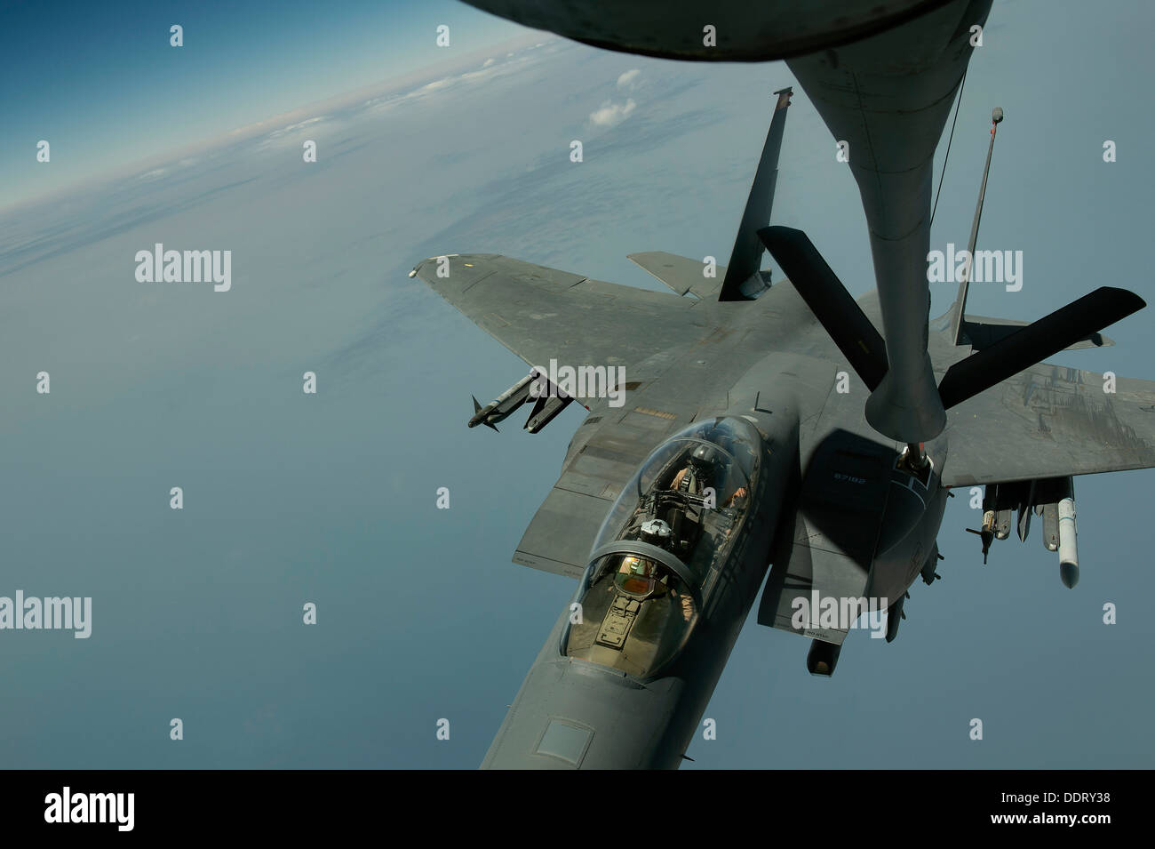 An F15E Strike Eagle deployed from Mountain Home Air Force Base, Idaho