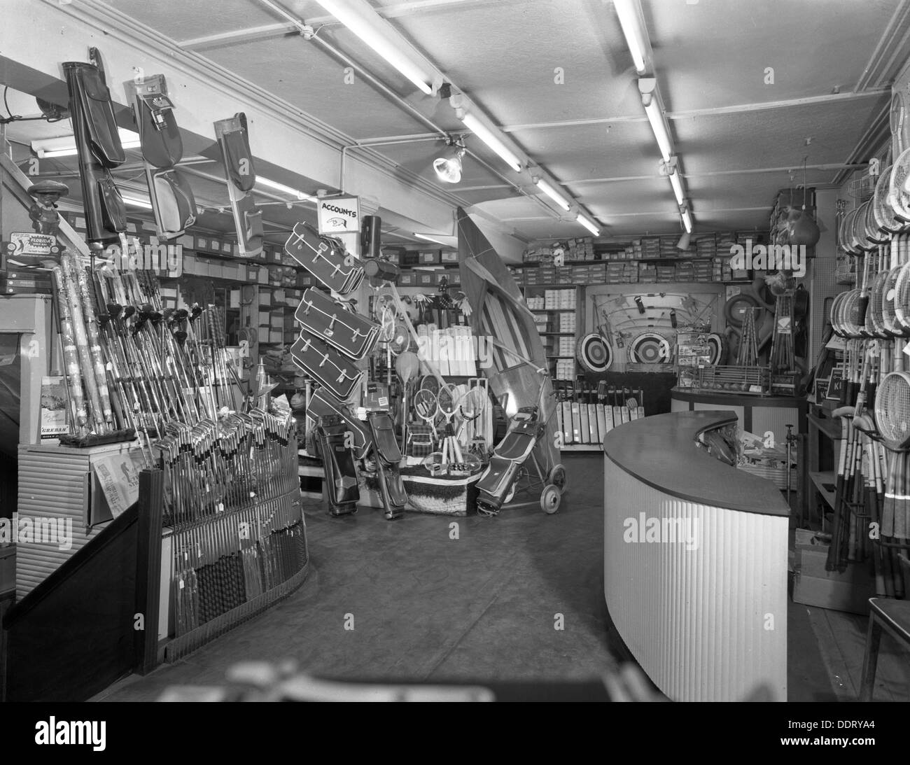 Sugg's sports shop interior, Sheffield, South Yorkshire, 1961.  Artist: Michael Walters Stock Photo