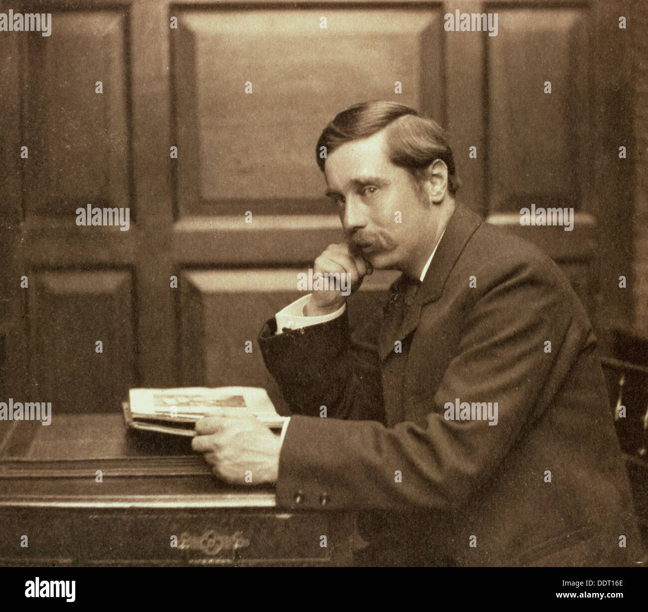 HG Wells, British author, 1903. Artist: Frederick Hollyer Stock Photo