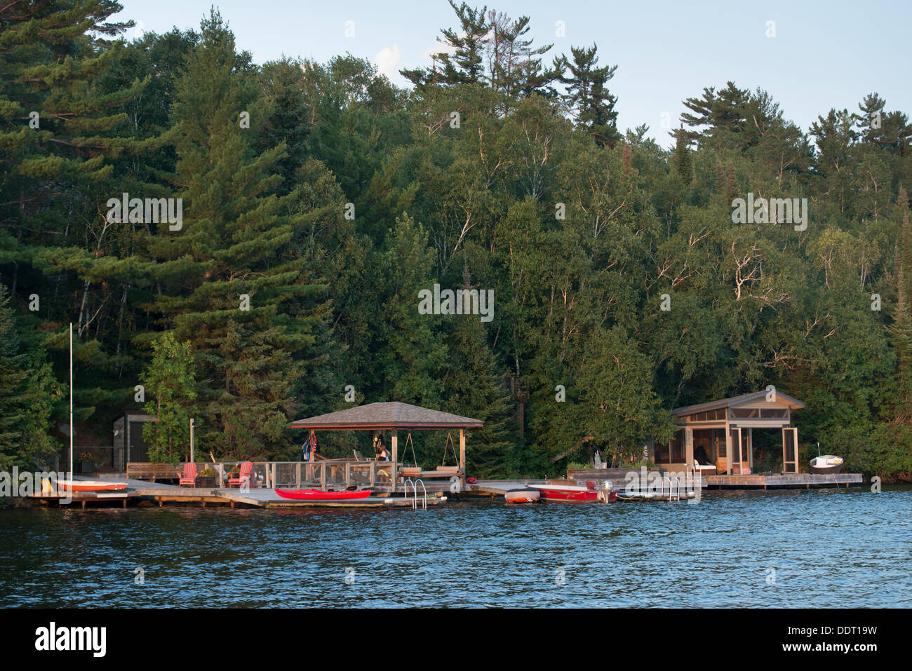 Dock at the lakeside, Lake of The Woods, Keewatin, Ontario, Canada