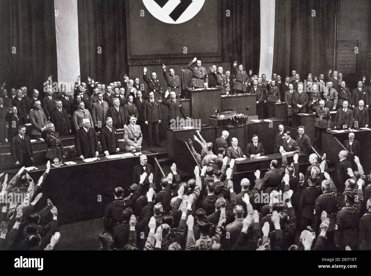 Chancellor Adolf Hitler making a speech before the Reichstag, Berlin ...