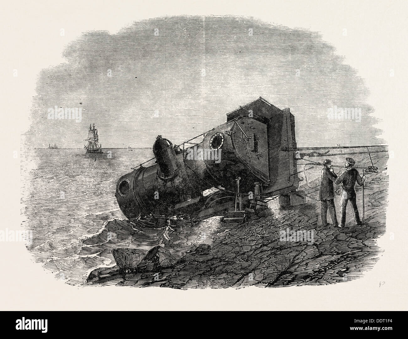 THE RAILWAY ACCIDENT AT GRANTON, NEAR EDINBURGH, SCOTLAND, GREAT BRITAIN, UK, 1860 engraving Stock Photo