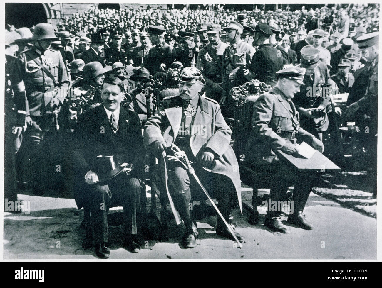 Adolf Hitler, President von Hindenburg and Hermann Goering, Tannenberg, Germany, 1933. Artist: Unknown Stock Photo
