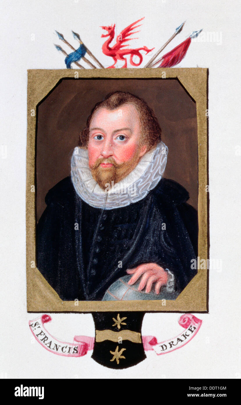 Sir Francis Drake, 16th century English navigator, (1825). Artist: Sarah, Countess of Essex Stock Photo