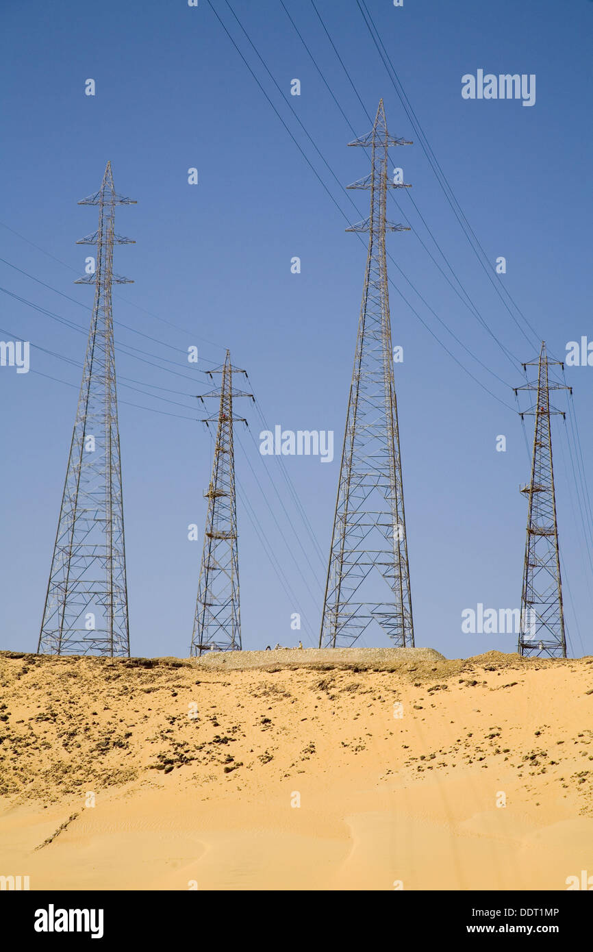 High voltage towers near Aswan. Egypt Stock Photo Alamy