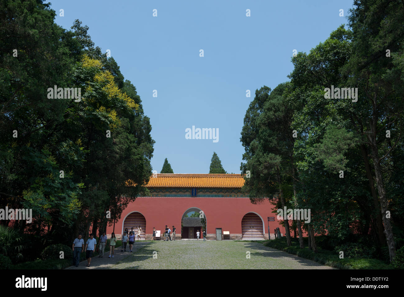 Ming Tombs, Nanjing, China. View on the Wenwu Fangmen gate. Stock Photo