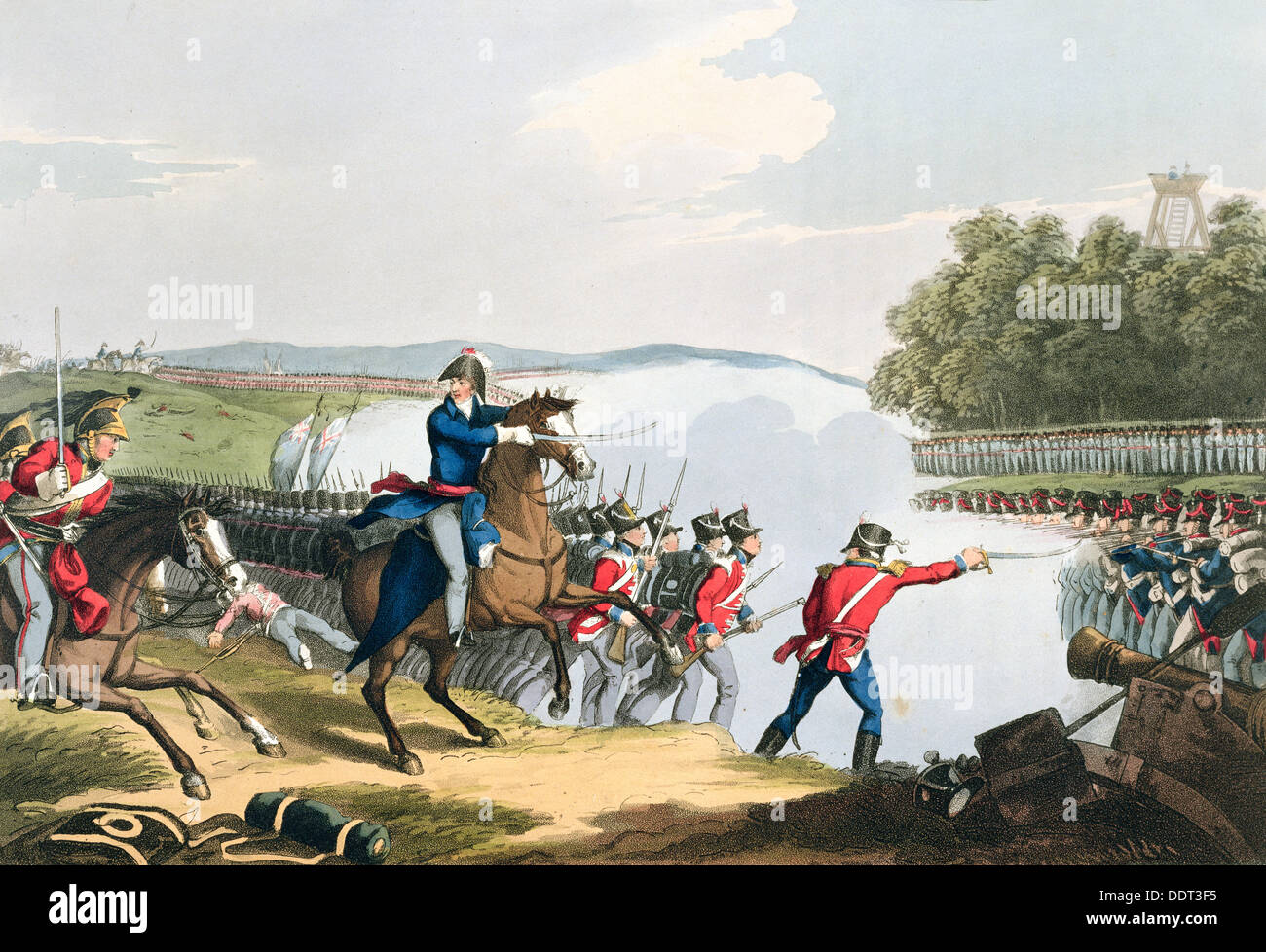 'The Battle of Waterloo Decided by the Duke of Wellington', 1815 (1816). Artist: Matthew Dubourg Stock Photo