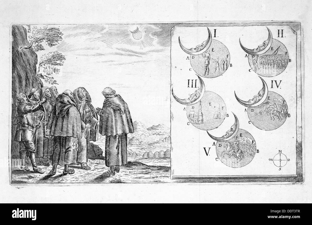 A military attack plotted in accordance with the phases of an eclipse, 17th century. Artist: Paul Furst Stock Photo