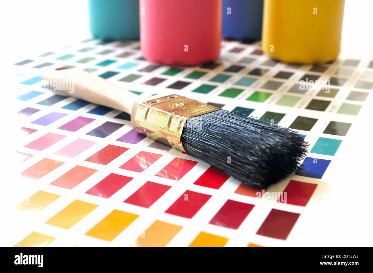 Paintbrush and color swatch Stock Photo