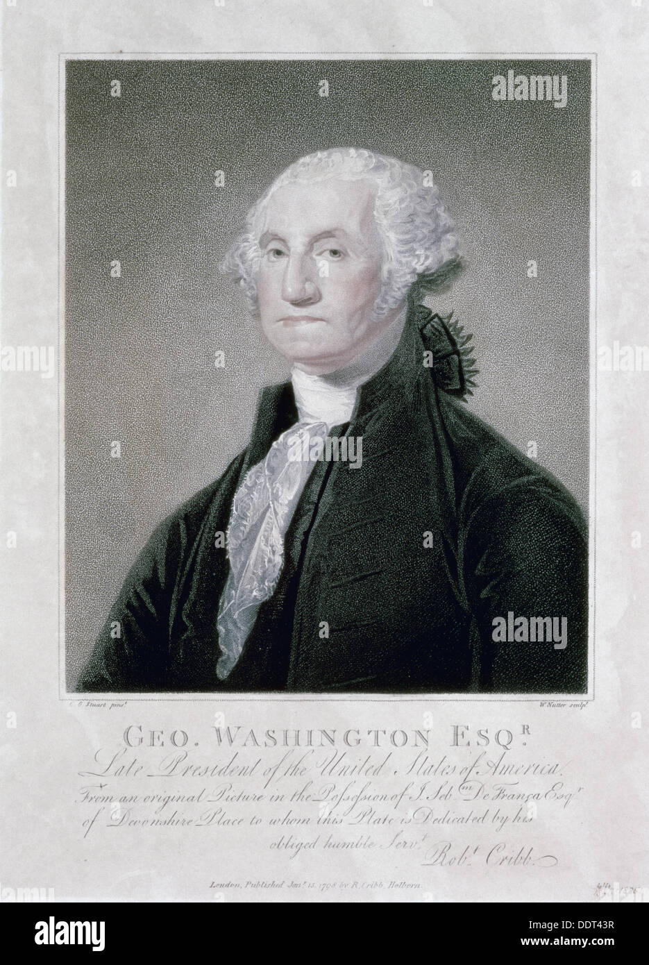 Portrait of George Washington, 1798 Artist: William Nutter Stock Photo