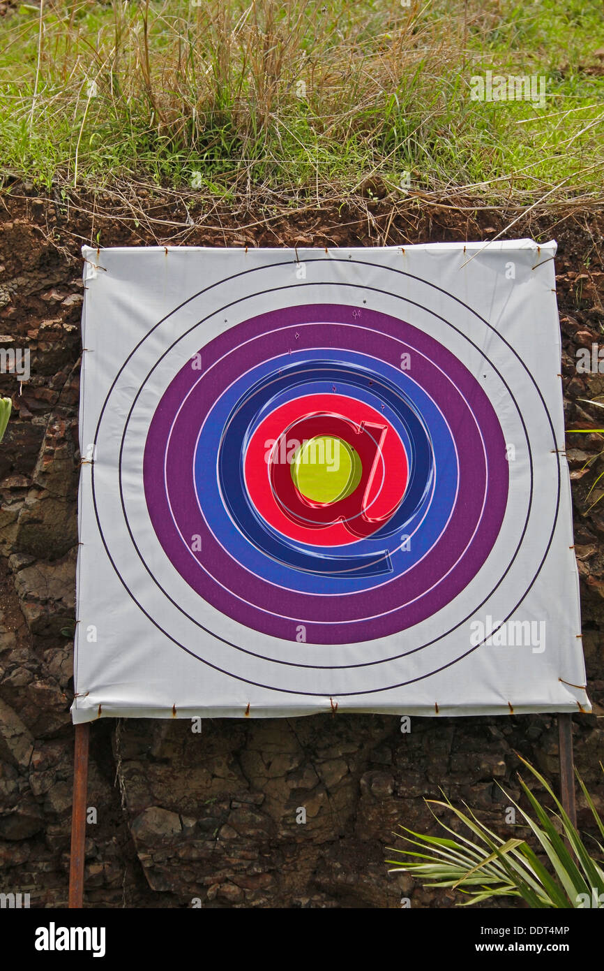 Archery Board, Shooting Targets, Email icon, at symbol Concept Stock Photo