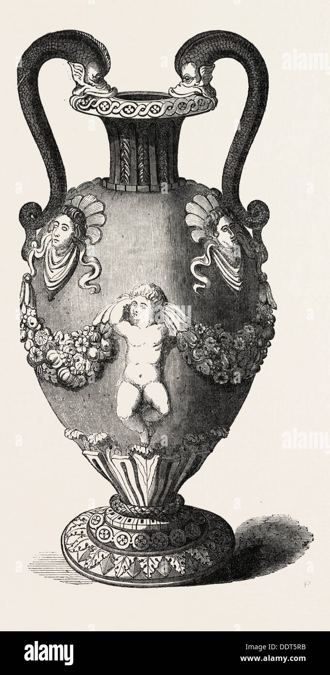 A VASE, PALISSY WARE, 16TH CENTURY, 1851 engraving Stock Photo