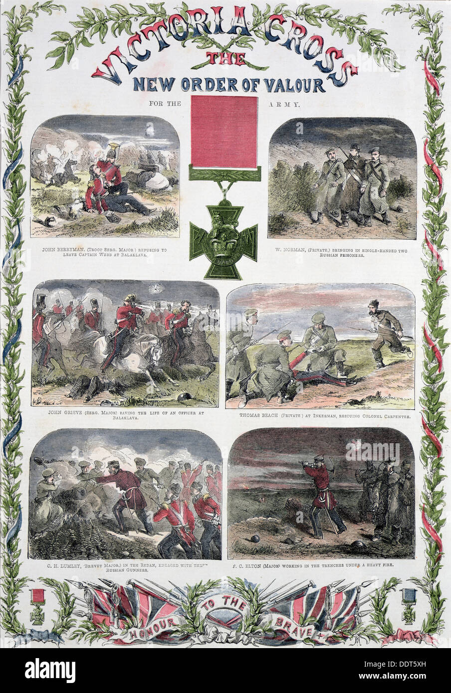 'Victoria Cross, the New Order of Valour for the Army', c1857. Artist: Unknown Stock Photo