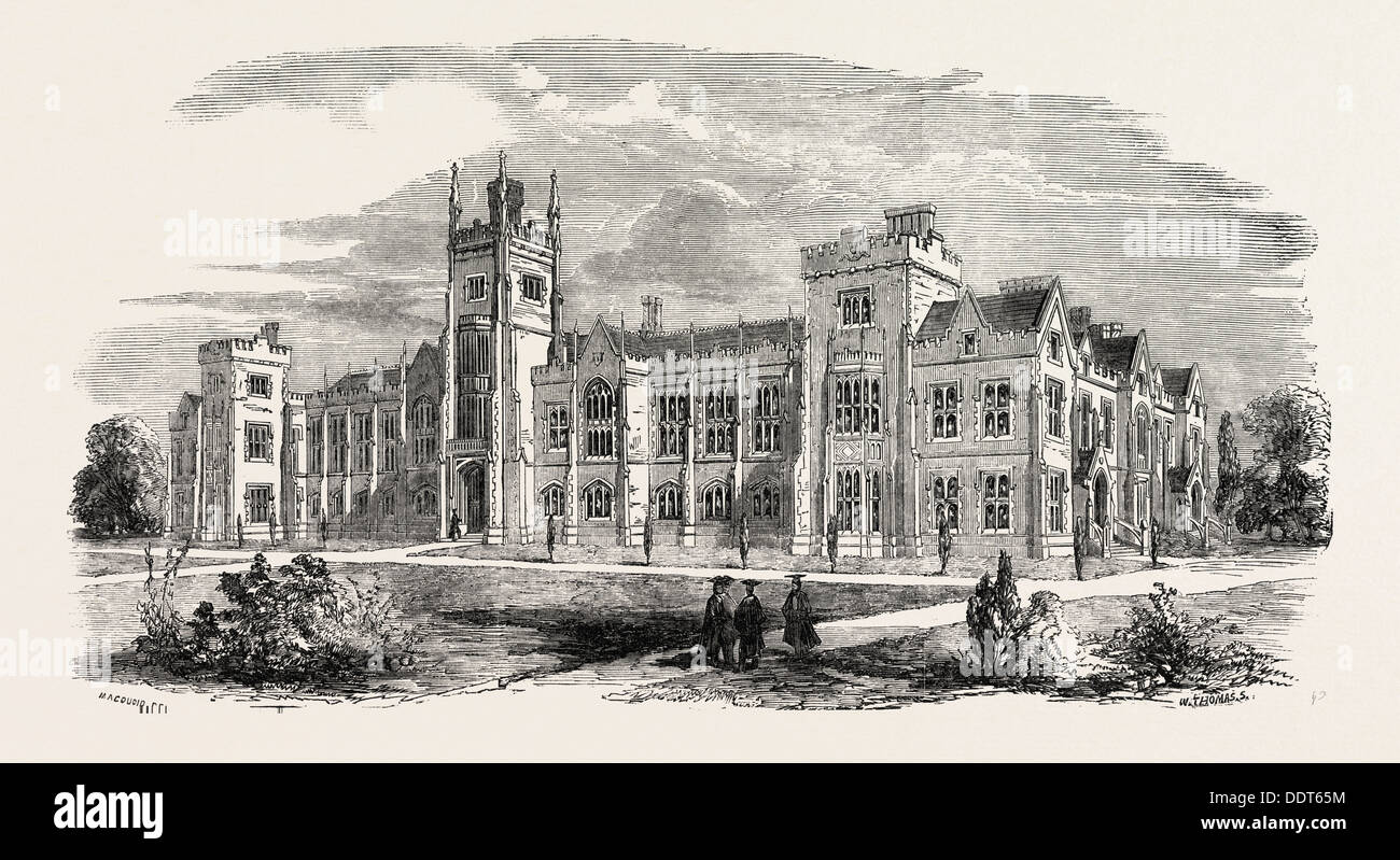 QUEEN'S COLLEGE, BELFAST, NORTHERN IRELAND, 1851 engraving Stock Photo