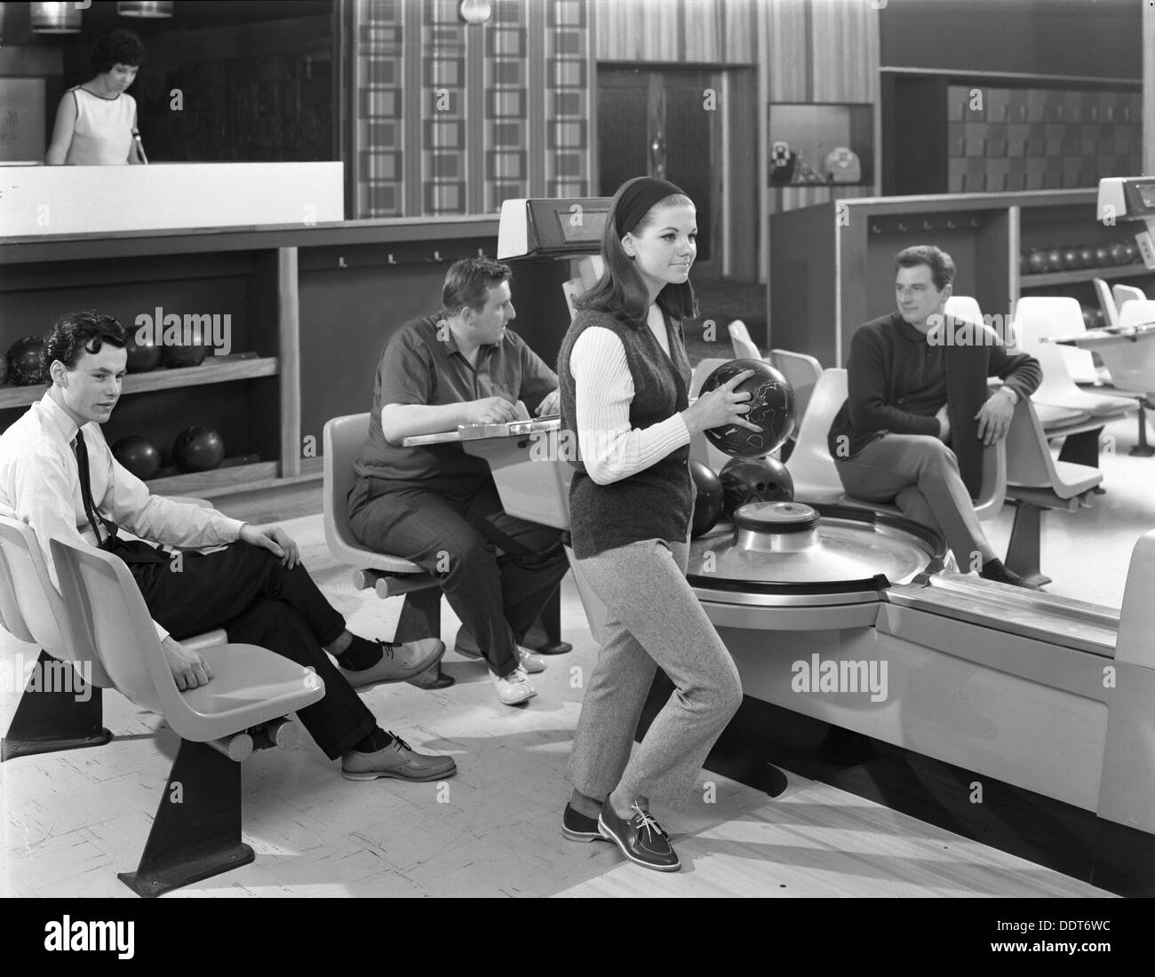 Group of young people at Silver Blades bowling alley, Sheffield, South Yorkshire, 1965. Artist: Michael Walters Stock Photo
