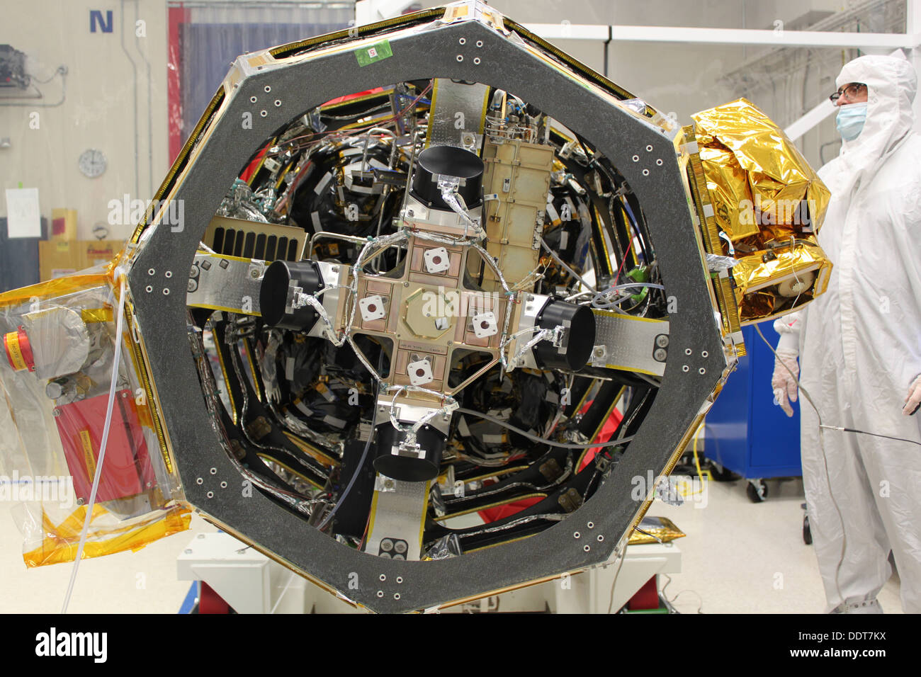 NASA's first laser communication system, demonstrated during the LADEE mission, aims to revolutionize space communications by offering high-speed data transmission to and from the Moon. Stock Photo