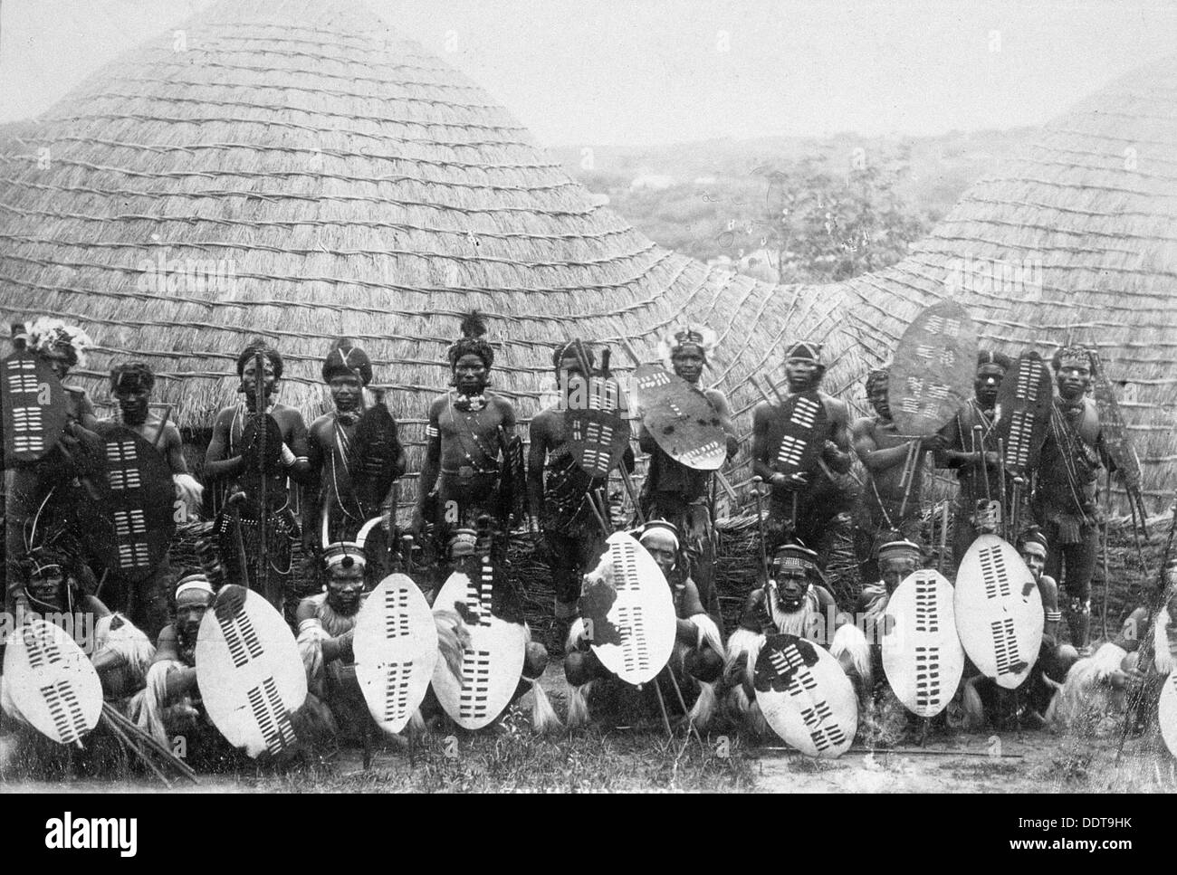 Zulu warriors, Southern Africa, c1875. Artist: Unknown Stock Photo