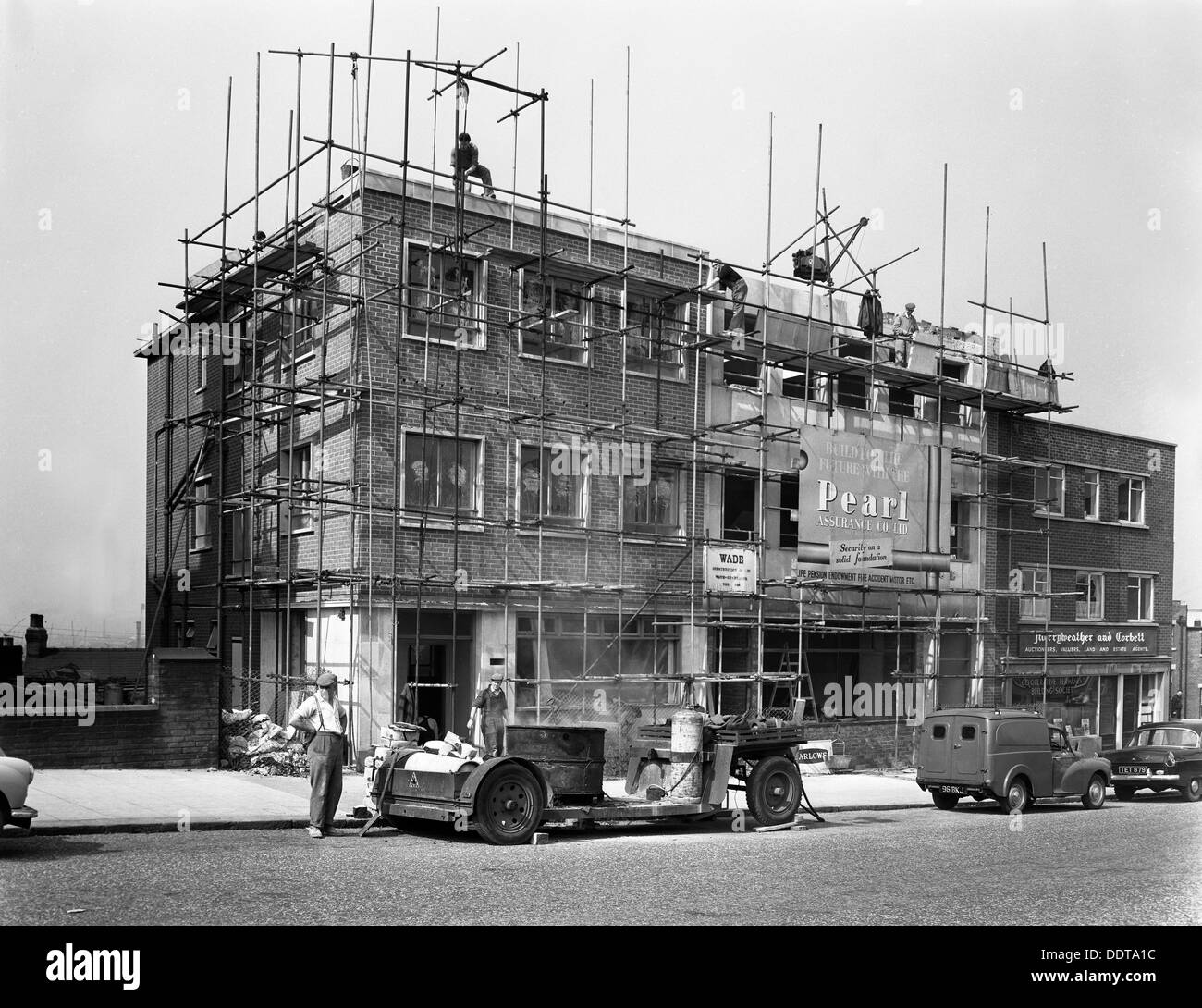 Commercial shop unit construction in Rotherham, South Yorkshire, 1962