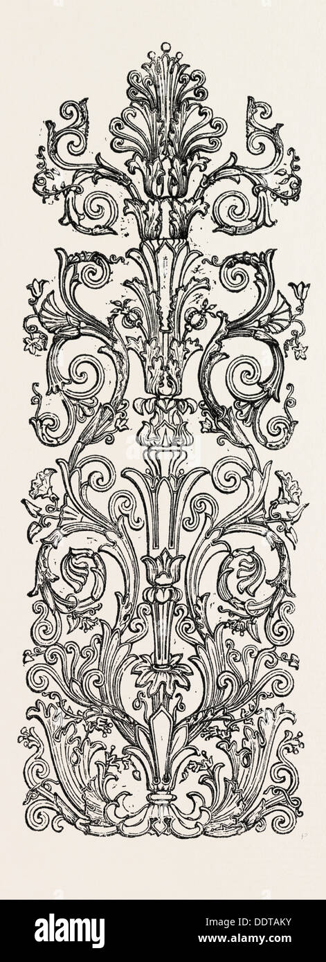 DESIGN FOR PANEL, BY W.A. PAPWORTH, 1851 engraving Stock Photo