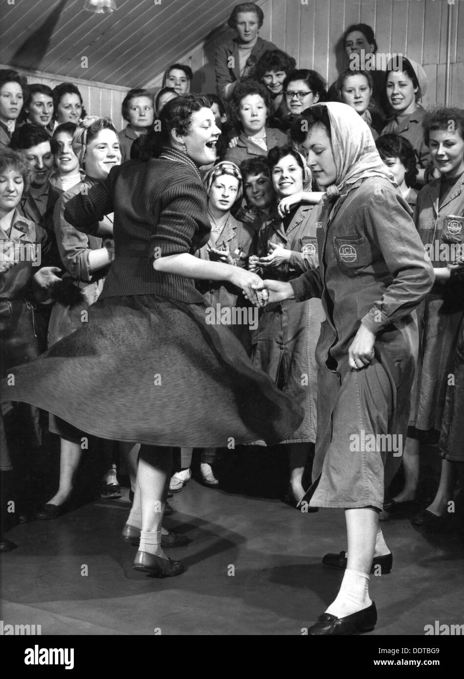 Female ICI employees enjoy a dance, South Yorkshire, 1957. Artist: Michael Walters Stock Photo
